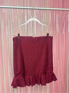 Free People Burgundy Mini Skirt with Ruffle Hem M